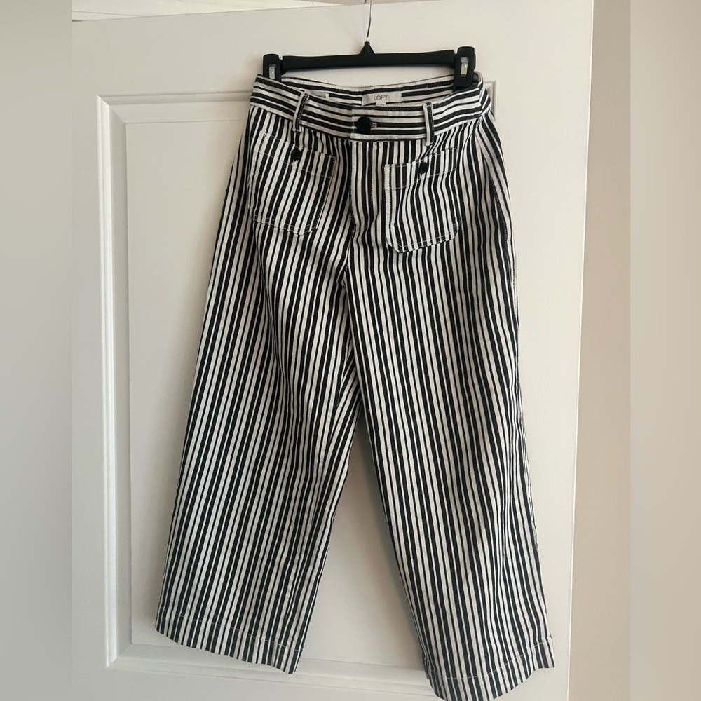 LOFT Black and White Striped Chinos